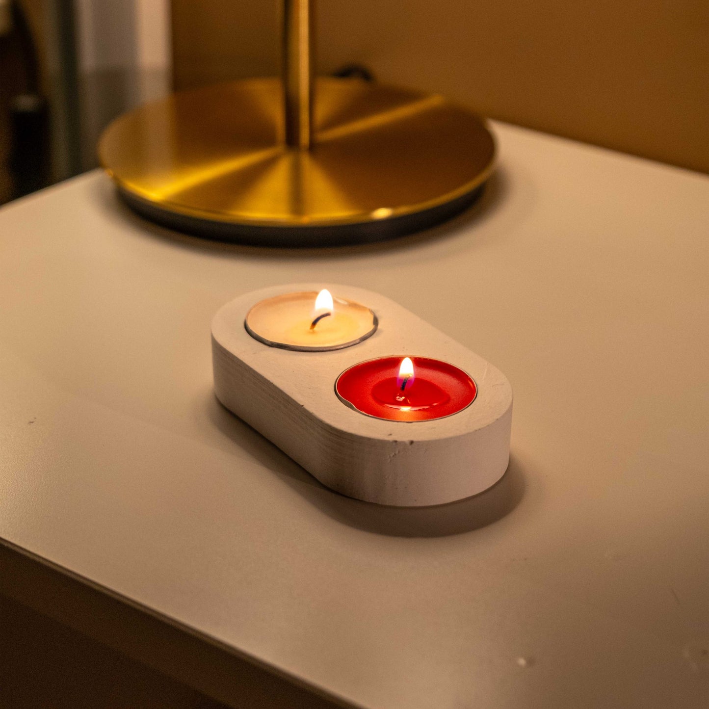 CONCRETE DOUBLE TEALIGHT HOLDER