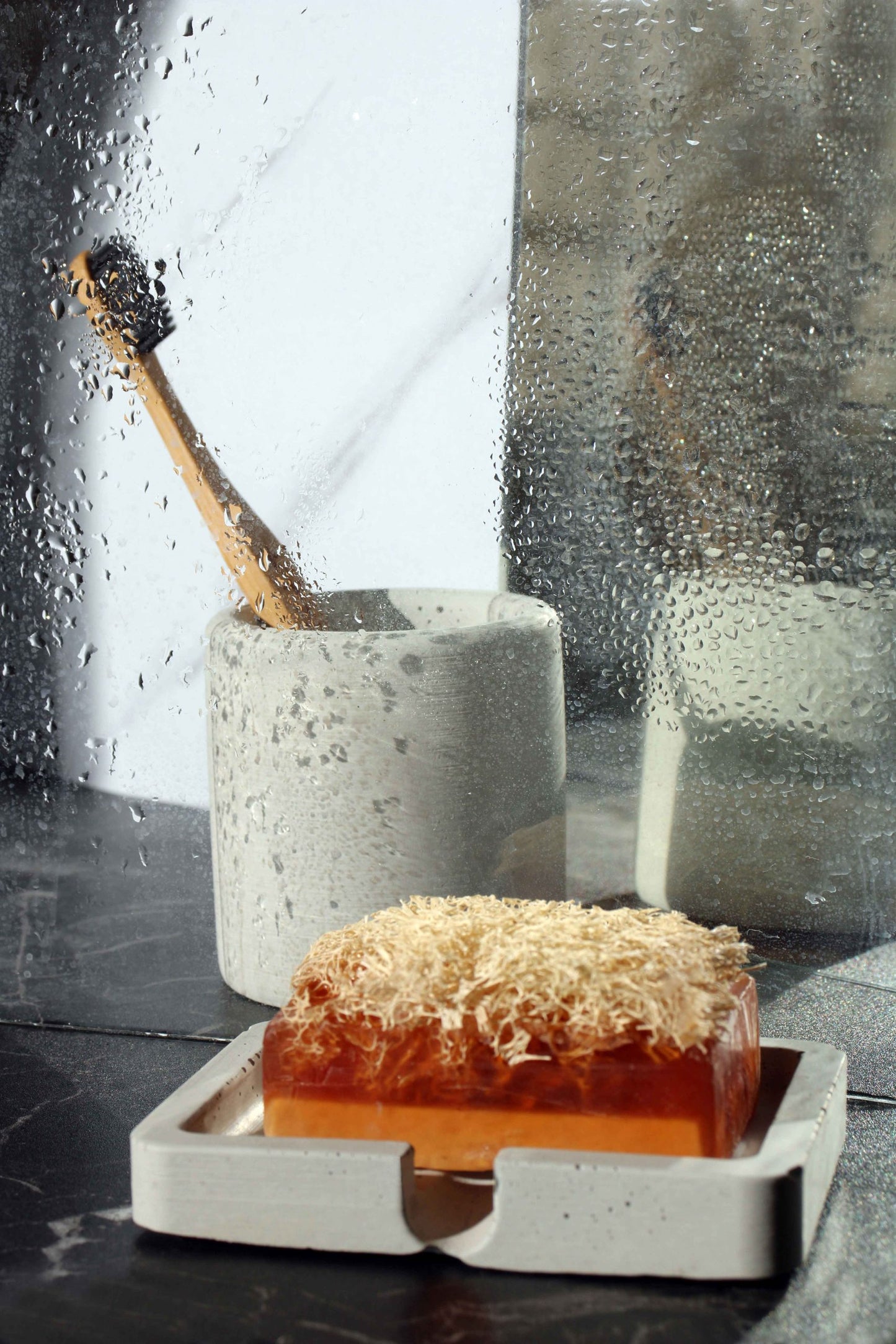 GRAY CONCRETE SOAP HOLDER