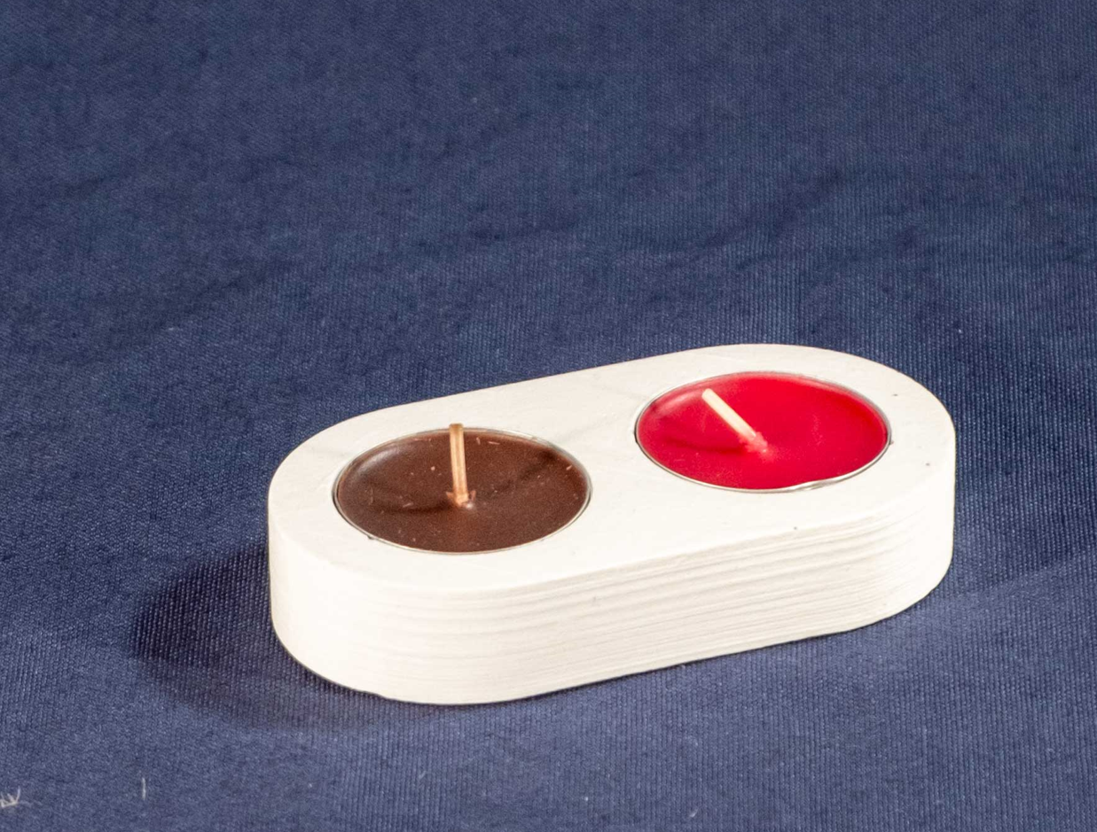 WHITE CONCRETE DOUBLE TEALIGHT HOLDER